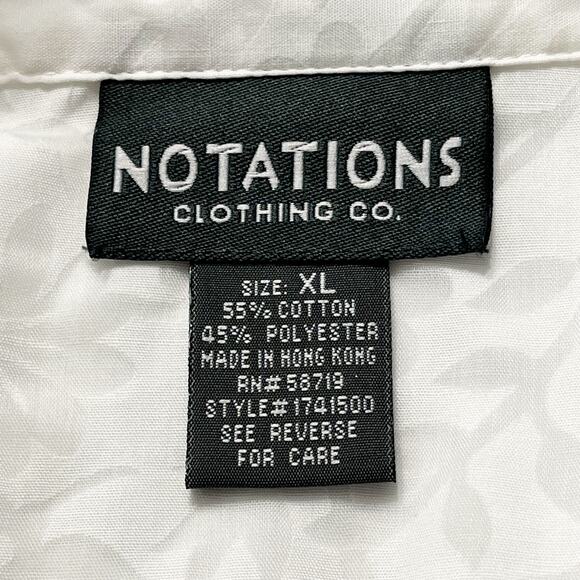 Vintage NOTATIONS Cotton 2 Pcs Button Up Top White Floral Print Sheer Sz XL - Picture 2 of 9